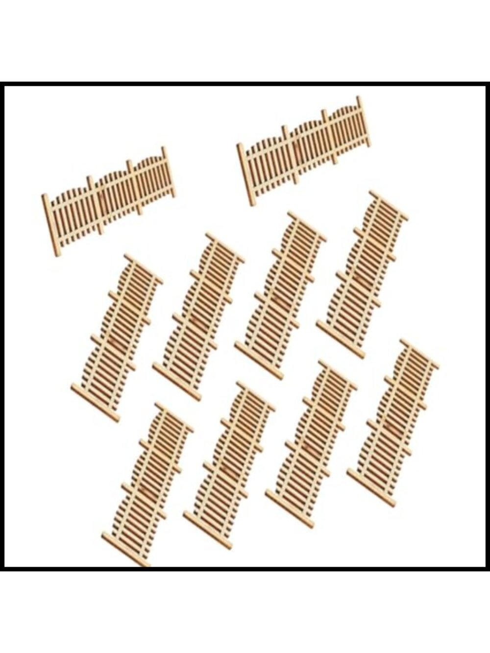 10Pc Miniature Wood Fence 1:50 Scale Dollhouse Fairy Garden Diorama